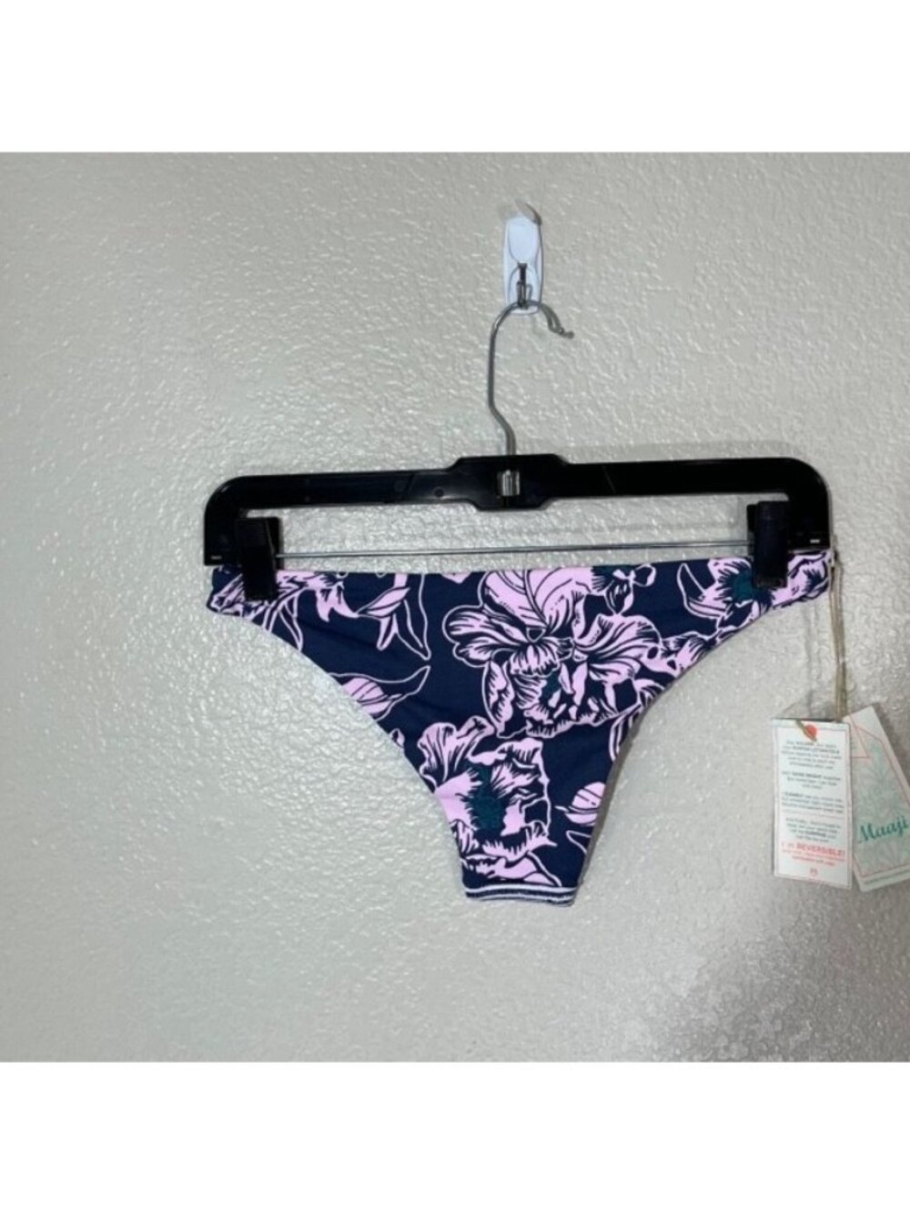 Maaji Swimwear Bikini Bottoms Small Swimsuit Reversible Jazz Band Blue NEW - Picture 2 of 7